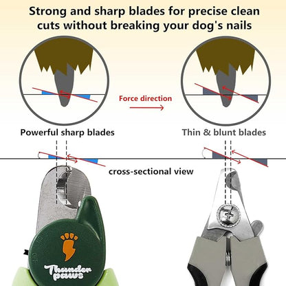 Professional-Grade Nail Clippers for Dogs Nail Trimmer with Safety Guard and Nail File - Nail Clippers for Large Dogs - Dog Nail Clipper Toenail Clippers (Green, Medium-Large (LED))
