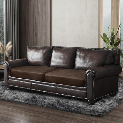 ANARACHON Leather Look Couch Cushion Covers Sofa Seat Slipcovers Sets Couches Furniture Protector for Sectional Armchair Loveseat Pets Kids Stretch Spandex Fabric (2 Cushion Sofa, Brown)
