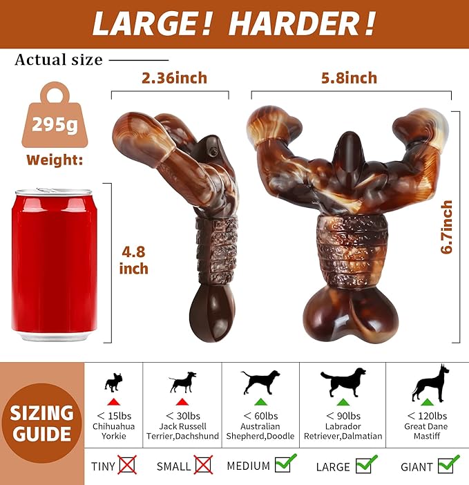 MOXIKIA Dog Chew Toys for Aggressive Chewers Almost Indestructible Dog Toys,Bacon Flavor,Tough Dog Bone Toys for Medium/Large Breed Dogs,Best Chew Toys to Keep Them Busy