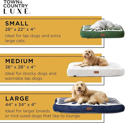 Town & Country Luxe CuddleTown Matisse Everwash® Pillow Pet Bed, Water Repellent Floor Pillow, Machine Washable Cover, Soft & Calming, Navy Blue, Large 44"x34"x4"