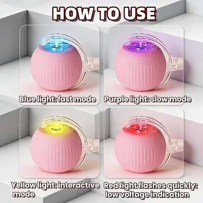 Interactive Rotating Cat Ball Toy, 360 Smart Rolling Ball Electric, Automatic Moving for Cats & Kittens (Pink)