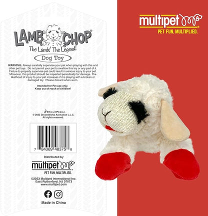Multipet Lamb Chop Dog Plush Toy - Squeaky Toy for Small & Medium Dogs - Extra Soft Plush - Stuffed Animal for Cuddling & Playing 10" Cream, 5 Squeakers (Pack of 3)