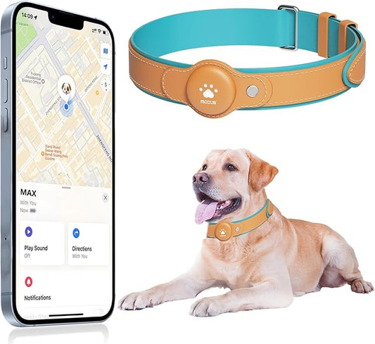 GPS Tracker for Dogs, 2 in 1 Smart Pet Collar (Only iOS), No Monthly Fee Waterproof Dog Collar with Real-time Tracking, Anti-Lost, 365-Day Long Battery GPS Tracker for All Sized Dogs(Locator Included)