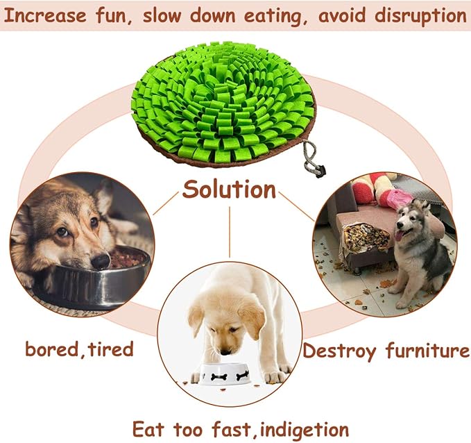 Pet Snuffle Mat for Dogs,Interactive Feed Puzzle for Boredom,Encourages Natural Foraging Skills for Cats Rabbits Dogs Bowl, Dog Treat Dispenser Indoor Outdoor Stress Relief,Travel Portable and Compact