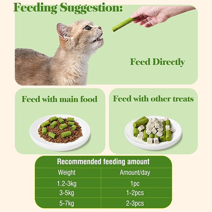 120g Cat Grass Teething Stick, Freeze Dried Cats Grass Stick Edible Cat Chew Toy for Teeth Cleaning Dental Health and Hairball Removal