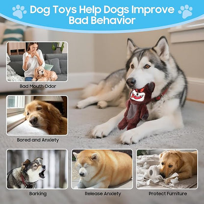 Bzonsmart 6 Pack Squeaky Dog Toys.Tough Plush Chew Toys for Dogs.Interactive Dog Toys to Keep Puppies Medium Large Breed Dogs Busy .Durable Anti-Boredom Dog Toys for Teething & Playtime.