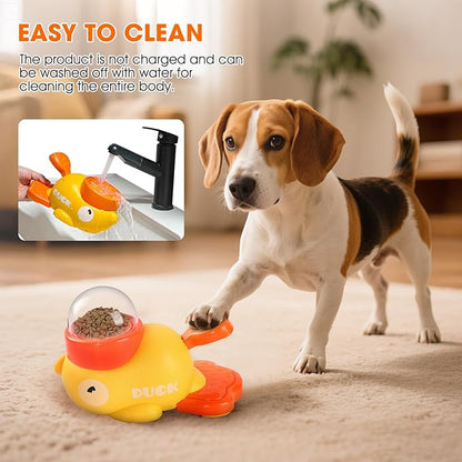 Interactive Dog Treat Dispenser Toy, 2026 New Duck Shape Puzzle Feeder,Interactive Dog Food Dispenser with Press Button and Rotating Design,Slow Feeding Game for Dogs and Cats