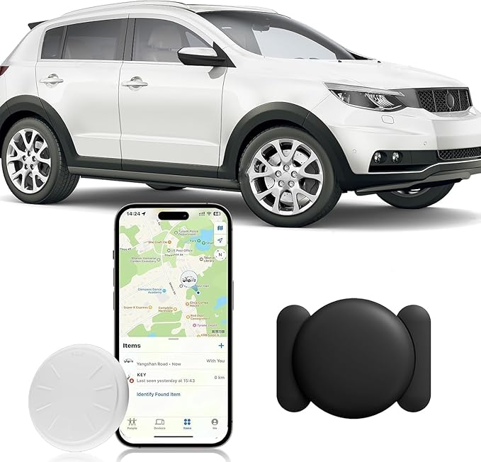 Mini GPS Tracker for Vehicles No Monthly Fee,Hidden GPS Car Tracker with Magnetic Case,Real Time Car GPS Tracker Work with Apple Find My(iOS Only) (Black,1PCS)