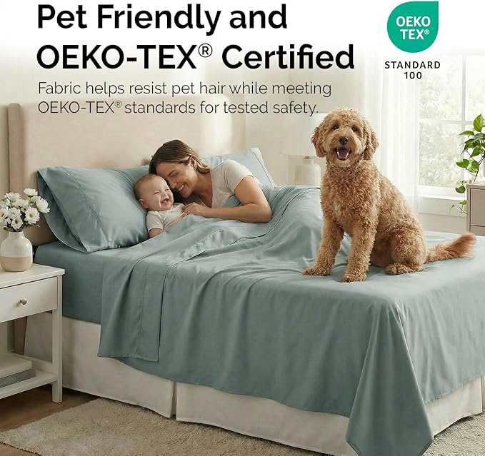 Southshore Fine Living, Inc. 4-Piece Twin Bed Sheets Set, 21" Extra Deep Pocket Fitted Sheet Twin, Oversized Flat Sheet, Microfiber Bedding, Steel Blue Pillow Cases Standard Size, Steel Blue Sheets