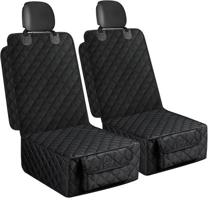 Dog Car Seat Cover, 2 Pack Waterproof Pet Front Seat Car Cover, Full Protection Dog Seat Protector with Side Flaps, Universal Size for Cars, Trucks, SUVs