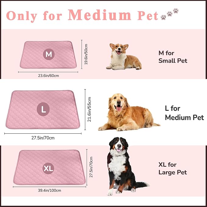 TerraKin Cooling Mat for Dogs and Cats, 27.6" x 21.7" Soft Pet Cooling Pad with Ice Silk Fabric, Comfortable for Crate, Bed, Floor, Sofa(Large, Pink)