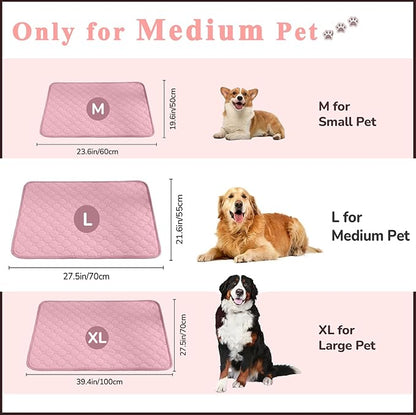 TerraKin Cooling Mat for Dogs and Cats, 27.6" x 21.7" Soft Pet Cooling Pad with Ice Silk Fabric, Comfortable for Crate, Bed, Floor, Sofa(Large, Pink)