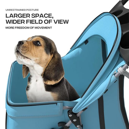 Pet Stroller for Small Dogs 10 lbs, Dog Stroller for Medium Dogs 30 lbs, Cat Strollers for 2 Cats, 3 Wheels Foldable Jogger Puppy Stroller with Storage Basket and Cup Holder, Mint