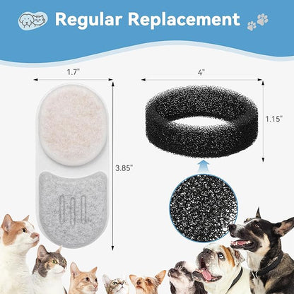 24 Pack Cat Water Filters for APAUK Automatic Pet Fountain 108oz/3.2L, Ion Exchange Resin with Activated Carbon Replacement Filters, 12 Pack Filter &12 Pack Sponges
