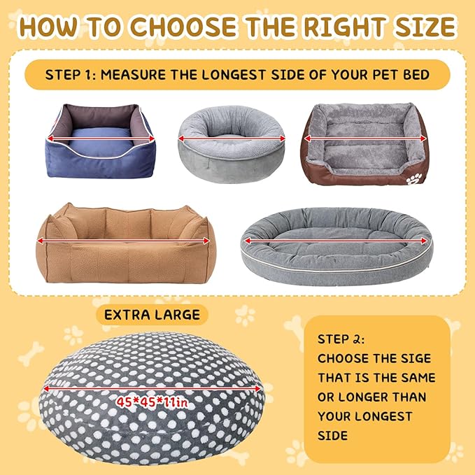 Washable Dog Bed Covers Round Replacement Dog Bed Covers, Waterproof Sofa Cover with Dot Print Design for Medium & Large Pet Beds, Cover Only (Dark Gray, 45 * 45 * 11in)