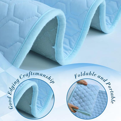 SISROL Dog Cooling Mat, Q-MAX>0.5 Chill Cool Fiber, Thicken Non-Slip Washable Pet Cooling Pad, Non-Toxic Portable Indoor & Outdoor Cooling Bed for Small Medium Large Cats & Dogs