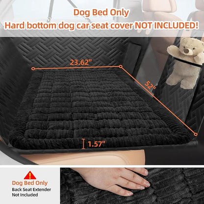 Backseat Pet Bed Mat, Deluxe Dog Seat Covers,Truck Plaid Dog Bed for Car Back Seat, Non-Slip Travel Pet Mat, Back seat Extenders for Car/SUV (for L-Black)