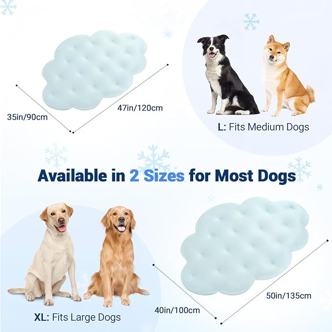 Dog Cooling Mat, 47'' × 35'' Large, Self-Cooling Mat for Dog, (Cool & Warm) Double-Sided Pet Cool Pads for Crate, Kennel, Machine Washable Summer Blanket, Cat Cool Bed, Sky Blue