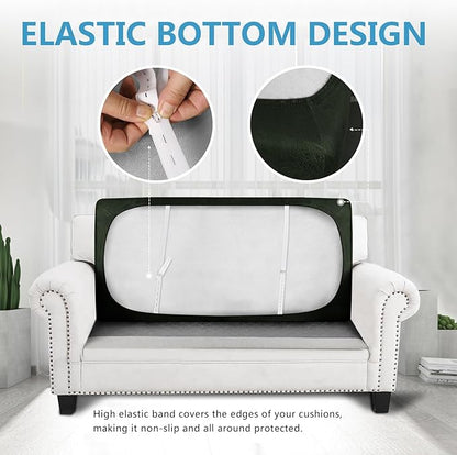 ANARACHON Leather Look Couch Cushion Covers Sofa Seat Slipcovers Sets Couches Furniture Protector for Sectional Armchair Loveseat Pets Kids Stretch Spandex Fabric (1 Cushion Loveseat, Army Green)