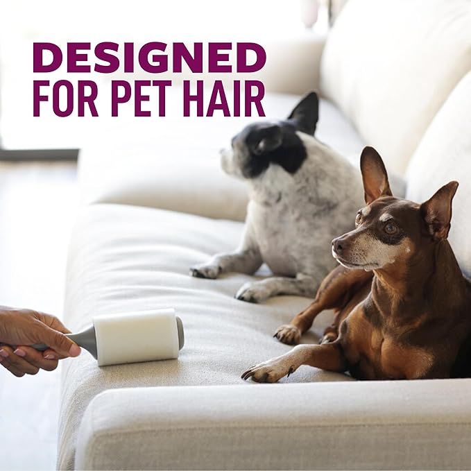 Scotch-Brite Pet Hair Pickup Extra Sticky Large Surface Lint Roller with Handle, 50% Stickier, 8 in x 29.8 ft Each, 4 Pack, 240 Easy-Tear Sheets Total