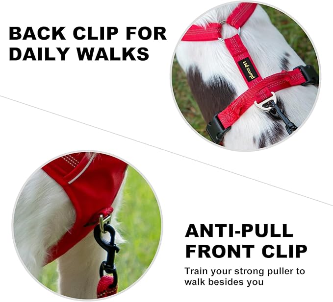 Plutus Pet No Pull Dog Harness, Reflective Adjustable Dog Vest Harness with Handle, Escape Proof, Soft Padded for Small Medium Large Dogs (Red, XS)