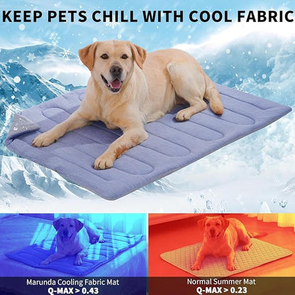 MARUNDA Dog Cooling Mat, No Need to Freeze Or Refrigerate This Cool Pet Pad Cat Mats- Keep Your Pet Cool, Machine Washable (Ocean Blue, 44" x 32" XL-Crate)