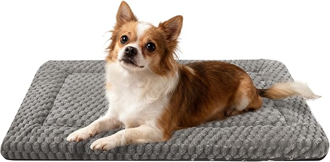 Dog Bed Crate Mat, Soft Durable Washable Anti-Slip Kennel Pad for Dogs & Cats, Reversible (Light Gray, M(30"*20"*1.5"))