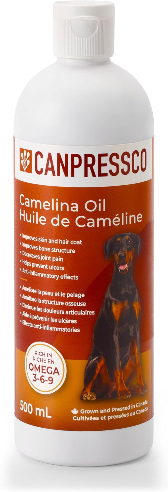 Camelina Oil 500 ml Bottle | Omega 3 Oil Supplement for Equine, Canine and Feline Joint, Coat and Skin Health