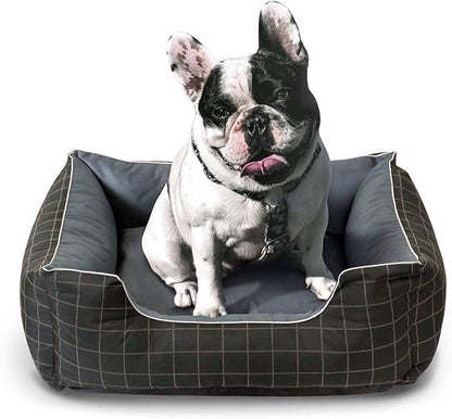 Pet Bed - Soft Luxury Pet Lounger, Premium Bedding w/Inner Cushion for Dog/Cat - Thunder Grey w/Oxford Square - Medium