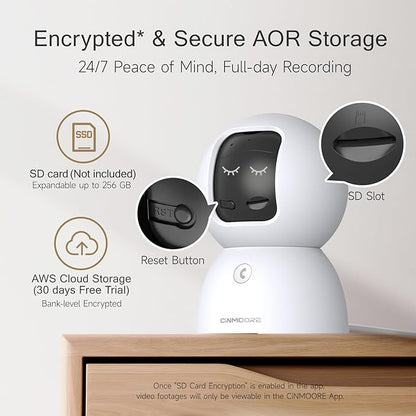 2.5K Pet/Dog Camera with Speaker/Phone App, No-Monthly-Fee AI Person/Pet/Cry Detection Security Camera Indoor, PTZ 2.4GHz WiFi Baby Monitor Cameras for Home Security, Night Vision, 2-Way Talk