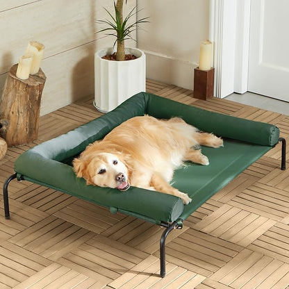 RRPETHOME Elevated Cooling Dog Bed,Raised Dog Cots Beds for Large Dogs,Outdoor Pet Bed for Large Dogs,Chew Proof Portable Cooling Pet Cot Skid-Resistant Feet,Frame with Breathable Mesh