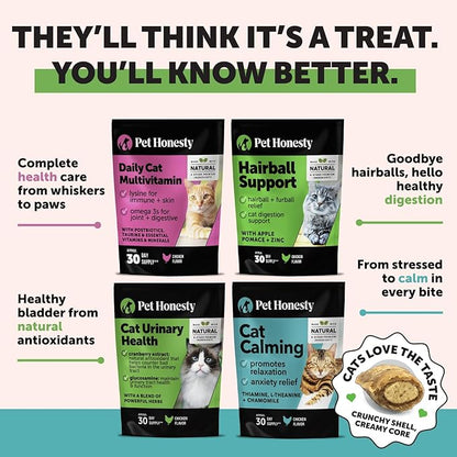 Cat Hairball Support Crunchy & Creamy Chews, Hairball Remedy Cat Treats, Furball Treatment, Supports Skin & Coat, Digestion, Vitamins & Hairball Medicine, Chicken (90-Day Supply)