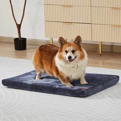 LIORCE Dog Bed Medium Size Dogs - 30-inch Dog Crate Pad with Removable Washable Cover and Waterproof Lining - Memory Foam Kennel Mat - Reversible Pet Bed (Cool & Warm), Dark Grey