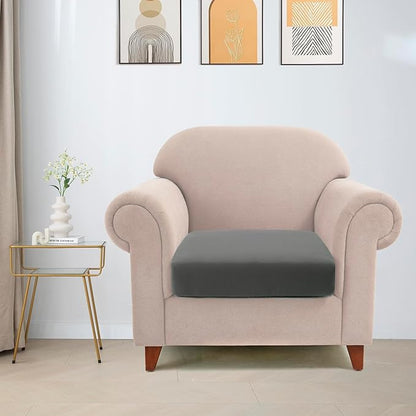 Waterproof Patio Stretch Couch Cushion Covers, Outdoor Cushion Cover Replacement Sectional Sofa Protector, Furniture Slipcovers for Pets, Washable (Chair Cushion, Grey)
