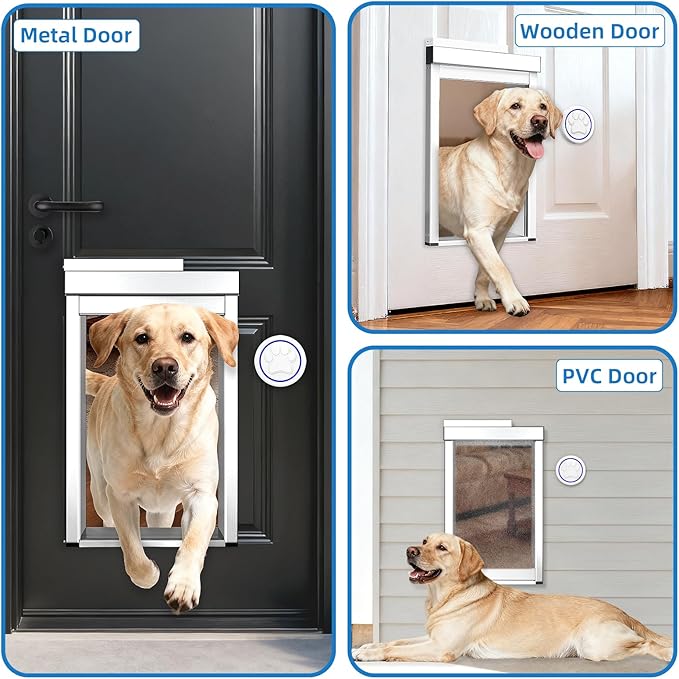 Customizable Size Electronic Dog Door for Wall, Bell Activated Auto Lift Pet Door Smart Aluminum Doggie Door for Wall,Lockable Weatherproof,Customize Size According to the Pet