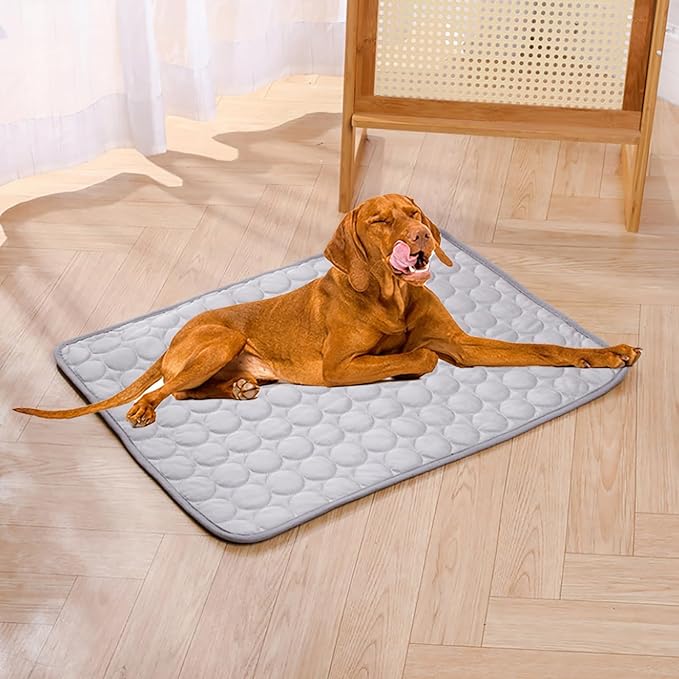 Dog Cooling Mat, Washable Portable Pet Cooling Pad for Dogs Cats, Indoor Outdoor Sleeping Mat - Keep Cool for Pets (Grey, XL 27.5x21.6 Inches