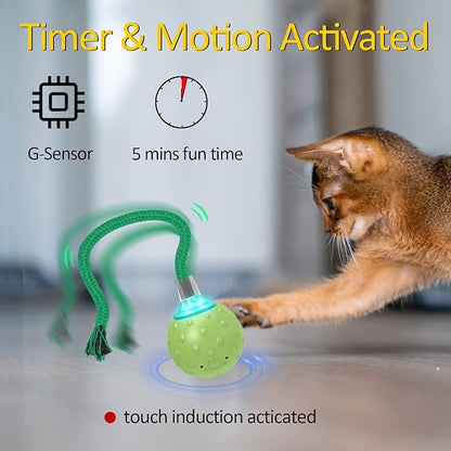 umosis Interactive Cat Toys for Bored Indoor Adult Cats, Automatic Fast Move On Carpet, Bird Chirping & Motion Activated Cat Ball