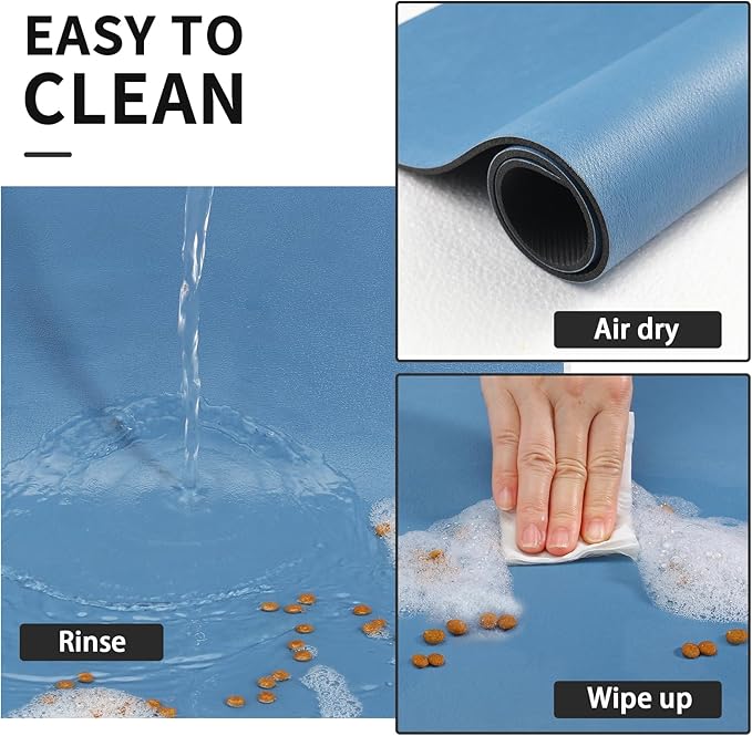 HotLive Dog Food Mat - Absorbent Cat Mat for Food and Water, No Stains Pet Feeding Bowl Mat, Easy to Clean Pet Placemats, Quick Dry Dog Water Dispenser Mat for Messy Drinkers | Blue 12"x 19"