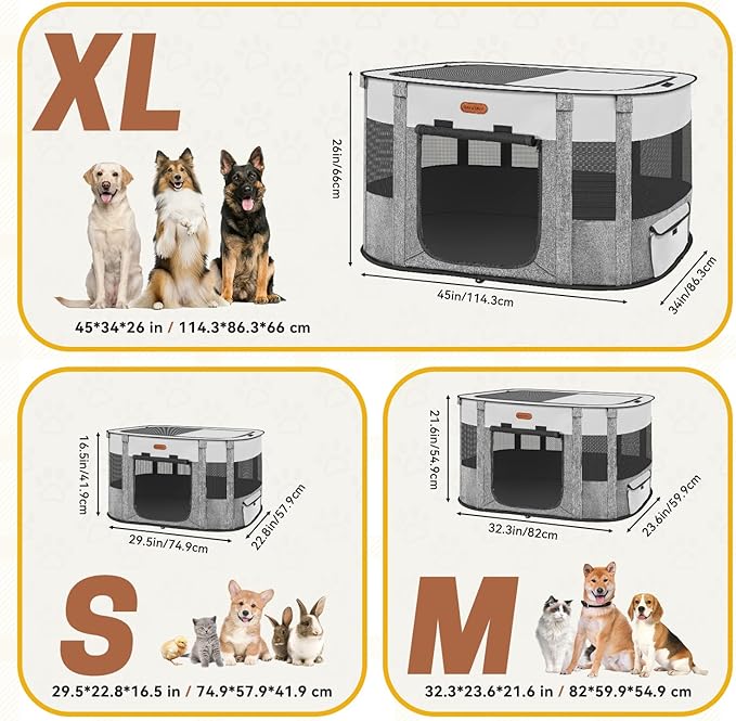 Seiyierr Foldable Pet Playpen - Cat & Puppy Playpen, Travel Dog Crate with Carrying Case, Cat Tent Dog Pen for Outdoor Camping Use