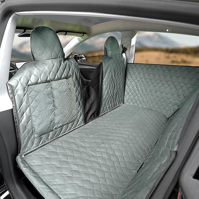 TESBEAUTY Dog Seat Cover for Tesla Model Y/Tesla Model 3/S Back Seat Cover for Pets Custom-Designed Each inch Protected, Even headrest Area is Covered, Waterproof Anti Scratch