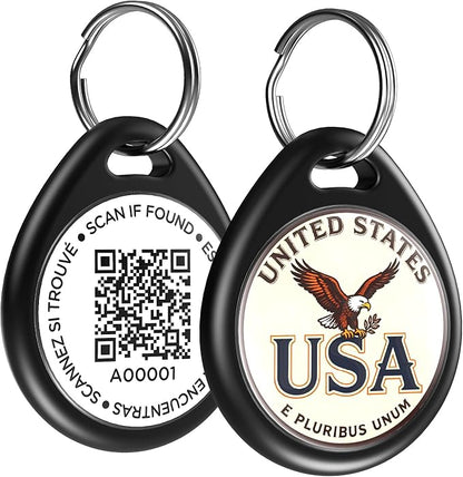 USA Bald Eagle Dog ID Tag, Patriotic QR Code Dog Tags for 4th of July Independence Day & USA 250th Anniversary, Personalized Anti-Lost Pet Name Tag for Small Medium Large Dogs Cats
