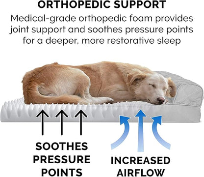 Furhaven Orthopedic Dog Bed for Large Dogs w/ Removable Bolsters & Washable Cover, For Dogs Up to 95 lbs - Quilted Sofa - Silver Gray, Jumbo/XL