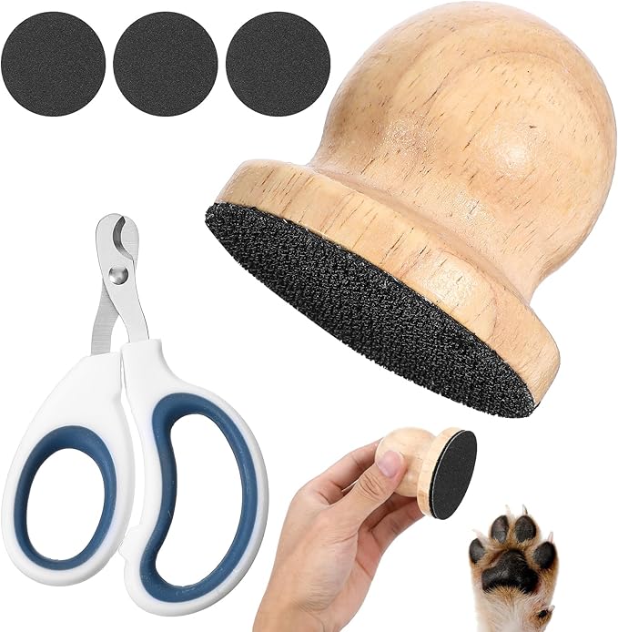 Dog Nail File Board Dog Nail Scratch Board Pad with 3 PCS Replaceable Filing Disc Wooden Scratchs Pad with Professional Pet Nails Clipper Cat Nails Trimmer for Cats, Dogs
