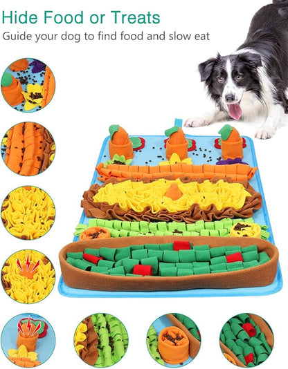 ORIA Snuffle Mat for Dogs, 32''x20'' Dog Puzzle Mat with 4 Squeaky Carrots, for Boredom, Mental Stimulation, Stress Relief, Slow Feeder Dog Treat Mat for Small Medium Large Dogs