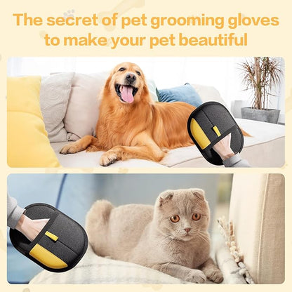 Rhino Ben Pet Hair Remover, Reusable Electrostatic Pet Hair Remover,Double Sided Pets Grooming Gloves,for Cat,Dog,Clothing,Couch,Furniture,Carpet,Car Seat
