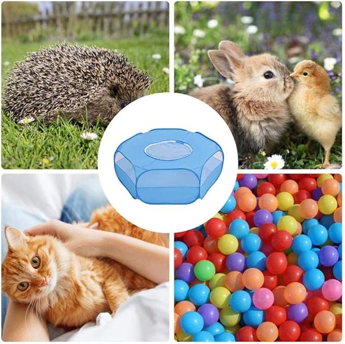 Small Animal Cage, Pet Playpen, Play Tent, Indoor/Outdoor Bedding Fence, Portable Pen for Hamster, Guinea Pig,Bunny, Puppy, Ferret, Rat, Cat, Chinchilla, Bearded Dragon, Hedgehog (Cover-Blue)