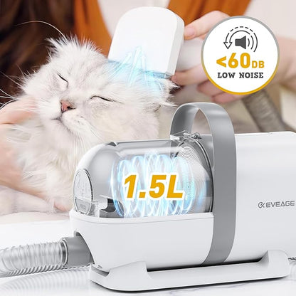 EVEAGE Dog Grooming Vacuum, 13000Pa Strong Grooming, 1.5L Large Capacity Dust Cup, Low Noise Pet Hair Vacuum, 7 Grooming Tools & 6 Nozzles for Cat & Dog Hair