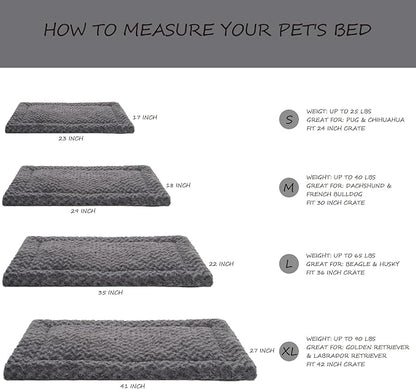 Washable Dog Bed Mat Dog Crate Pad Soft Fluffy Pet Kennel Beds Dog Sleeping Mattress for Large Jumbo Medium Small Dogs, 29 x 18 Inch, Gray