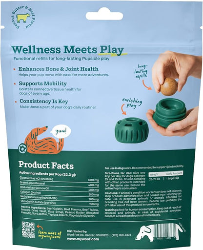 WOOF Hip & Joint Pupsicle Refill Pops - Dog Joint Supplement for The Pupsicle Toy to Support Joint Health, Recovery, and Mobility - Large Pops - 2 Pack