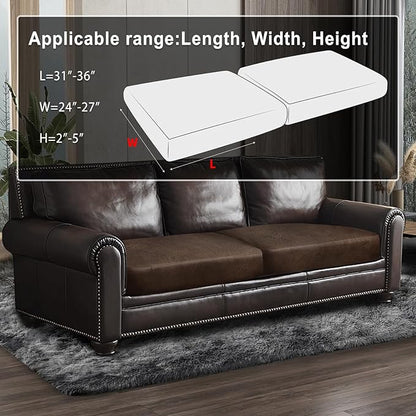 ANARACHON Leather Look Couch Cushion Covers Sofa Seat Slipcovers Sets Couches Furniture Protector for Sectional Armchair Loveseat Pets Kids Stretch Spandex Fabric (2 Cushion Sofa, Brown)